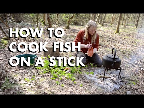 How to cook fish on a stick in the woods