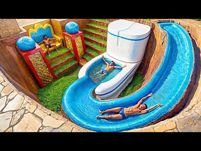 Building Underground Tunnel Water Slide Park To Toilet Swimming Pool And Underground Temple House