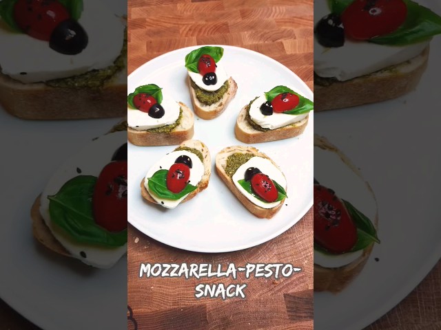 Mozzarella-Pesto-Snack #shorts #einfacherezepte #rezept #snack