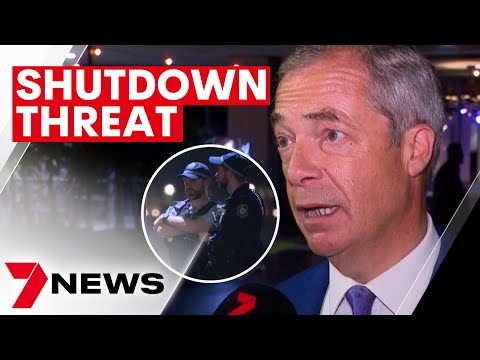 Nigel Farage claims that police threatened to shut down his speaking event in Sydney | 7NEWS