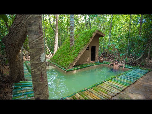 Building a Primitive House With the most Beautiful Around Bamboo Swimming Pool