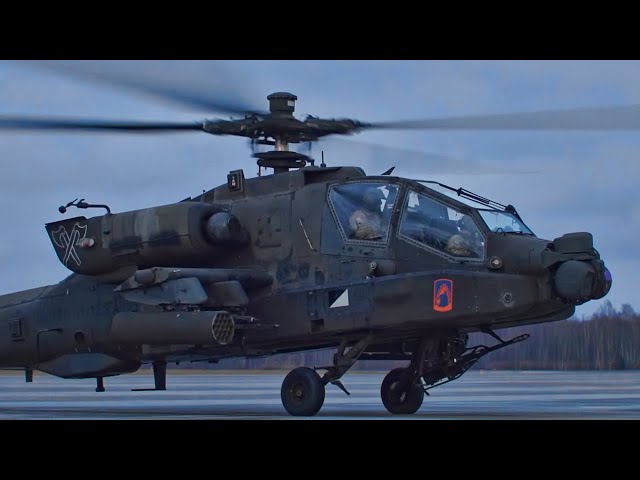 U.S. Apache Attack Helicopters Land In Latvia (FEB 2022)