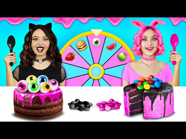 Black VS Pink Food Decorating Challenge! Only One Color Sweets Decorating Ideas by RATATA CHALLENGE