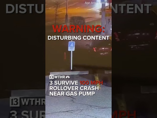 3 people survive 100 mph DWI rollover crash near gas station | Caught on camera