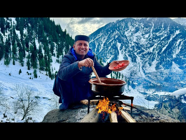 Cooking Organic Food on Top of Mountain | Mountain Village Life | A Snowy Day in The Coldest Village