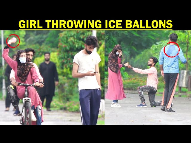 Girl Throwing ice Water Balloons At People | Decent Boys Prank