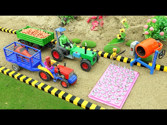 Diy tractor mini Bulldozer to making concrete road | Construction Vehicles, Road Roller #11