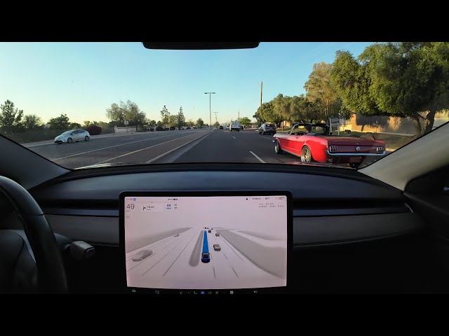 Tesla FSD 12.3.3 goes through Gilbert and gets on US-60