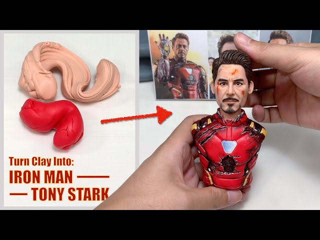 Iron Man - Tony Stark (Robert Downey Jr.) made from polymer clay, figure modelling【Clay Artisan JAY】