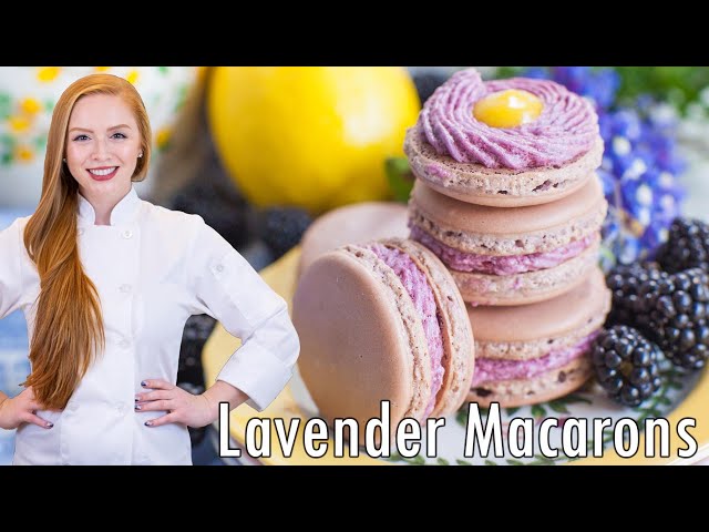 Lavender Macarons with Blackberry Buttercream & Lemon Curd!! - French Macaron Recipe