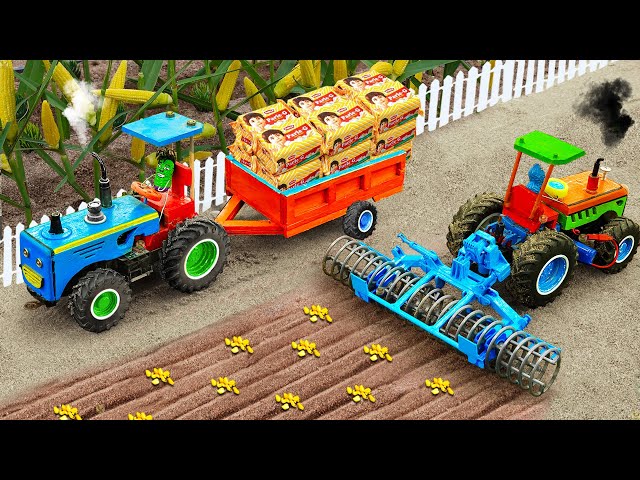Diy tractor mini Bulldozer to making concrete road | Construction Vehicles, Road Roller #21