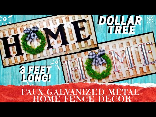 DIY DOLLAR TREE GALVANIZED METAL HOME SIGN | Create This Farmhouse Fence & Faux Metal Look Tutorial