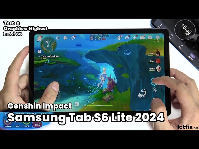 Samsung Tab S6 Lite 2024 Genshin Impact Gaming test | Exynos 1280