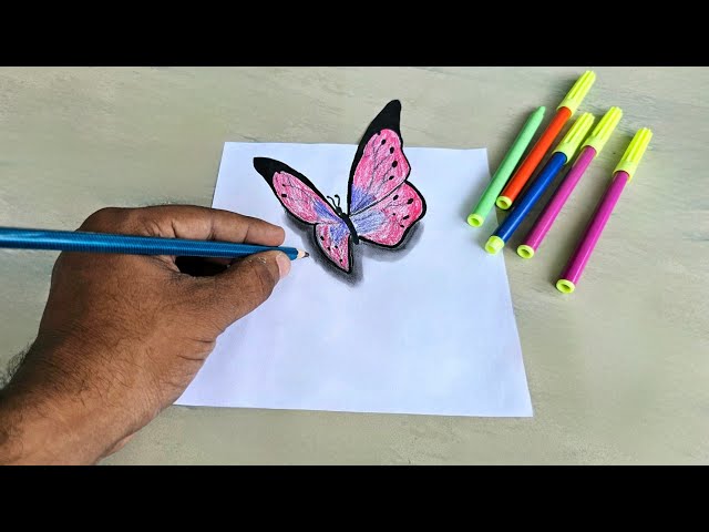 How To Draw 3D Butterfly On Paper