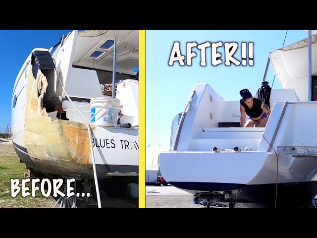 HOW WE TRANSFORMED OUR SALVAGE BOAT TRANSOM! - Episode 103