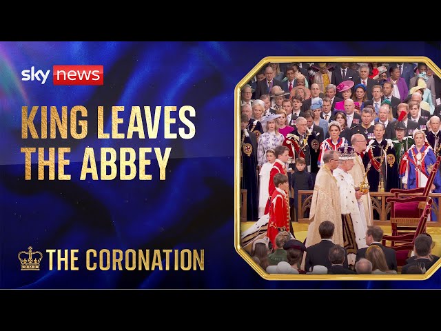 King's Coronation: Newly-crowned monarch exits Westminster Abbey