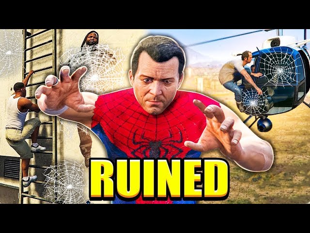 GTA V but it's destroyed by a Spiderman mod