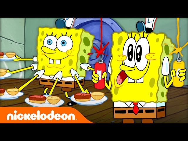 SpongeBob Cooking Krabby Patties for 20 Minutes 🍔 | Nickelodeon Cartoon Universe