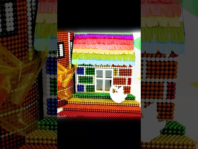 Build Pinwheel Vintage House on Slime Valley From Magnetic Balls #shorts  #magnetworld #satisfying