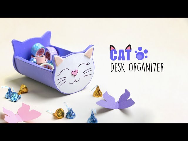 CAT DESK DECOR | DIY Desk Organizer Idea | Cardboard crafts
