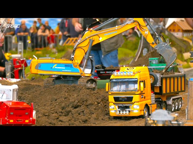 HARD WORKING RC EQUIPMENT IN ROCKY CONSTRUCTION SITE - HITACHI 135 ZAXIS - SCALEART - LIEBHERR