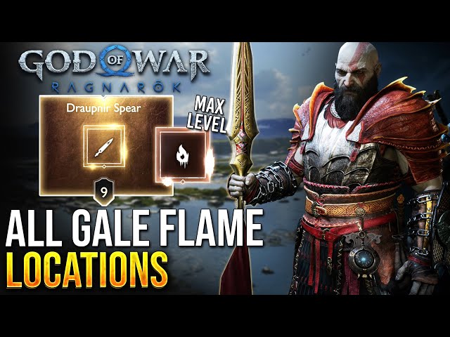God of War Ragnarok - How To Fully Upgrade The Draupnir Spear To Level 9 - All Gale Flame Locations