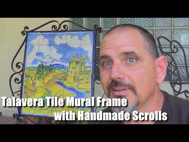 Talavera Tile Mural Frame with Handmade Scrolls