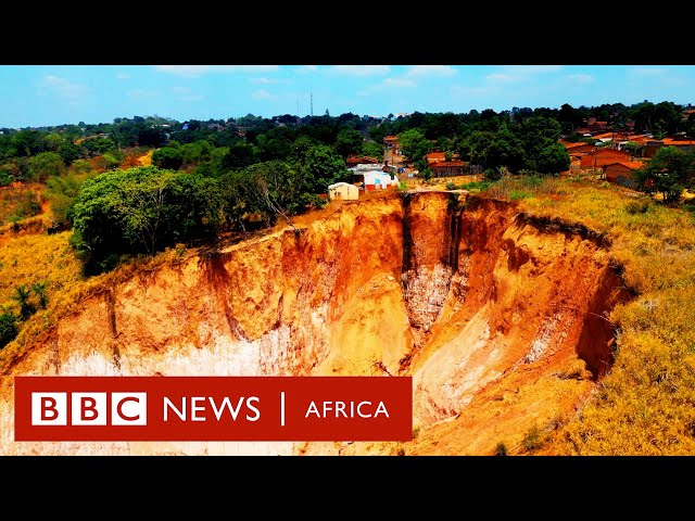Homes at risk of being 'swallowed' in Kinshasa - BBC Africa