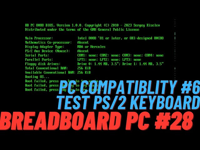 Breadboard 8088 PC Compatibility Part 6 - Testing PS/2 Keyboard #28