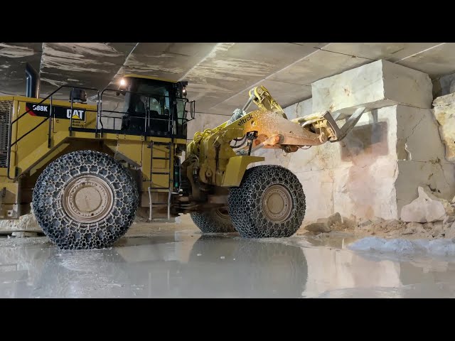 Caterpillar 988K Block Handler Working On Underground Marble Quarry - Nordia Marbles