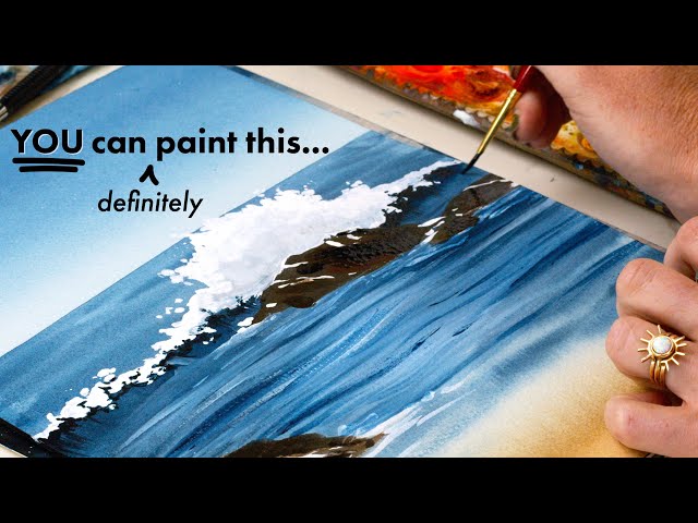 How to Paint a SIMPLE Ocean Landscape with Watercolor!