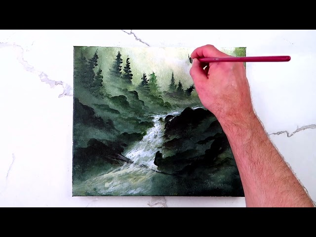 Fallen Waterfall Tree | Acrylic landscape painting demo