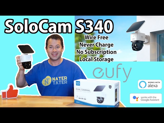 ✅ Dual Lens Outdoor Solar WiFi Security Camera with AI Tracking - Eufy SoloCam S340 - Local Storage