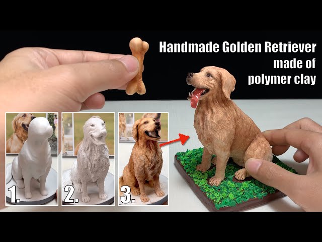 A Dog (Golden Retriever) handmade from polymer clay, the full sculpturing process【Clay Artisan JAY】