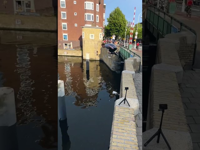Drew Amsterdam Water Challenge #storror #parkour