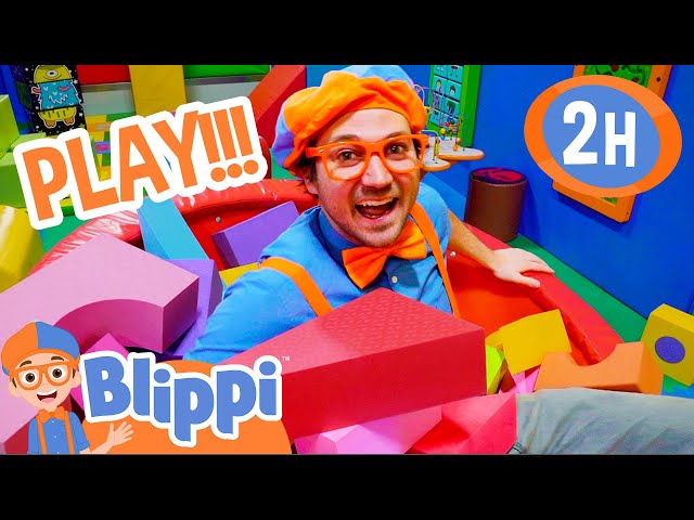 2 HOURS OF BLIPPI PLAYING AT INDOOR PLAYGROUNDS! | Blippi Indoor Playground Videos for Kids