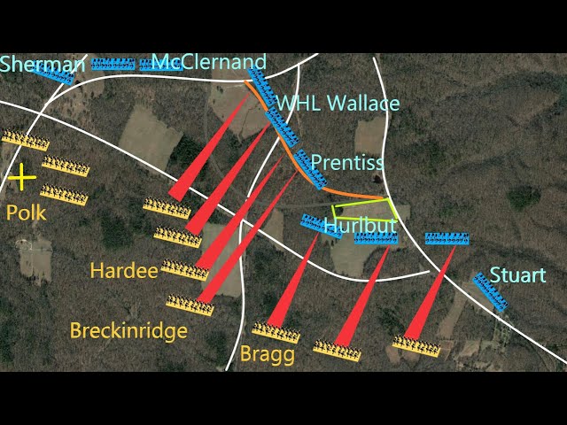 Shiloh Battle, Pittsburg Landing | Grant, Sherman, McClernand | Johnston, Beauregard | Tennessee map