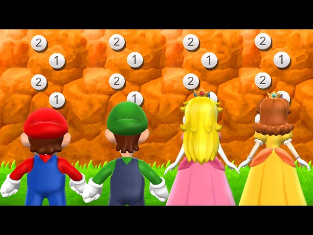 Mario Party 9 - Minigames Mario vs Luigi vs Peach vs Daisy - Master Difficulty