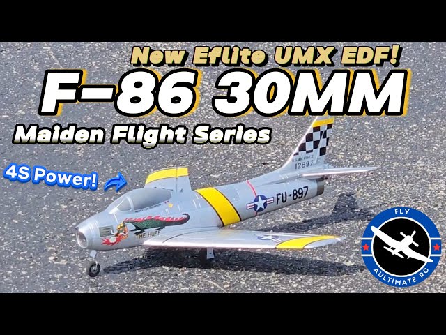 Eflite F-86 "The Huff":  New UMX EDF 30MM 4S - Maiden flight series with sketchy 1st takeoff
