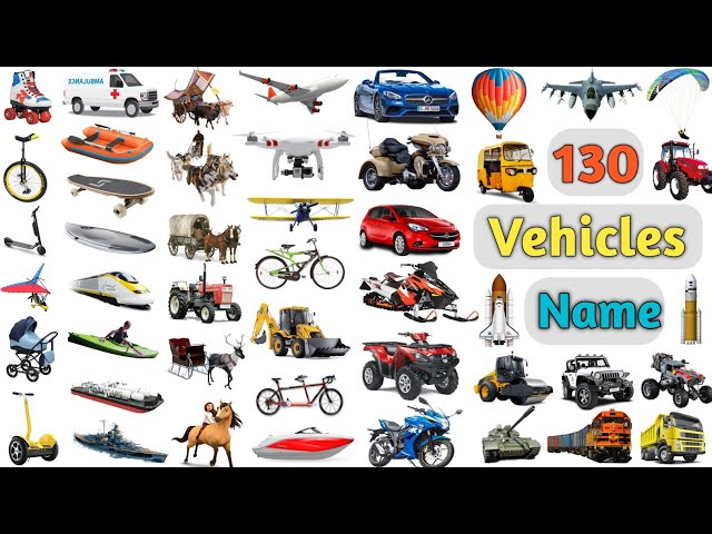 Vehicles Vocabulary ll 130 Vehicles Name in English With Pictures ll Transport Vehicles for Kids