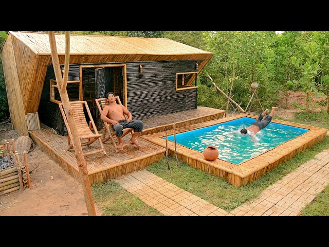 Build Most Bamboo Story House Villa And Bamboo Craft Swimming Pools [Full Video]