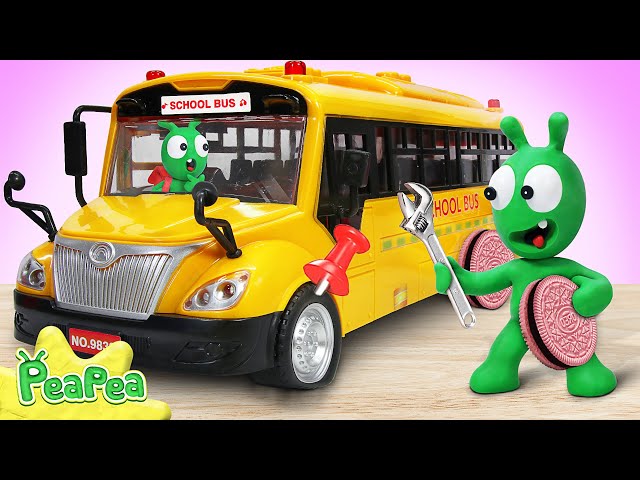 Wheels on the Bus: Pea Pea Learns to Repair Cars with Friends | Pea Pea - Cartoon for kids