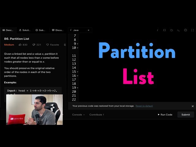 LeetCode Coding Problem | Partition List