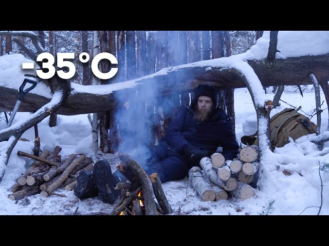 -35° Solo SURVIVAL IN THE COLD | Night was Scary - I was Freezing!