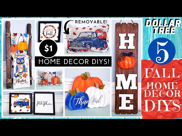 5 DOLLAR TREE DIY & DOLLAR GENERAL Fall Home Decor Ideas | HOME Sign | Pillows | Wall Art | Ladder