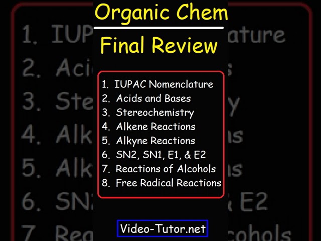 Organic Chemistry 1 Final Exam Review