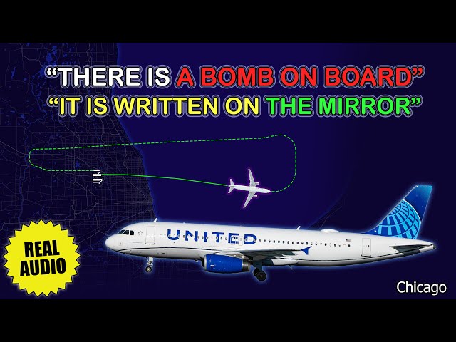 Message in lavatory: “Bomb on board”. United Airbus A320 returns to Chicago O’Hare Airport. Real ATC