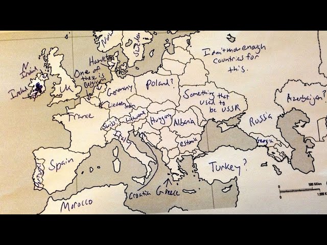 Americans were asked to label a map of Europe...