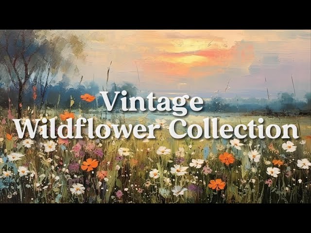 Vintage Wildflower Painting Slideshow  • No Sound • 3 Hours