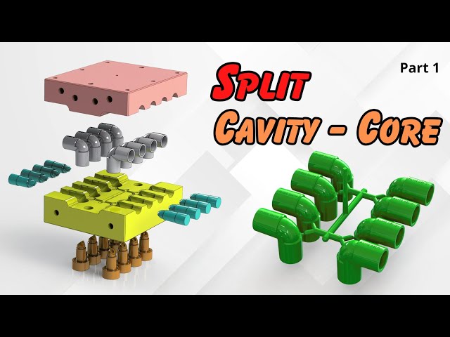 SOLIDWORKS MOLD DESIGN - SPLIT Core Cavity - Elbow 1/4